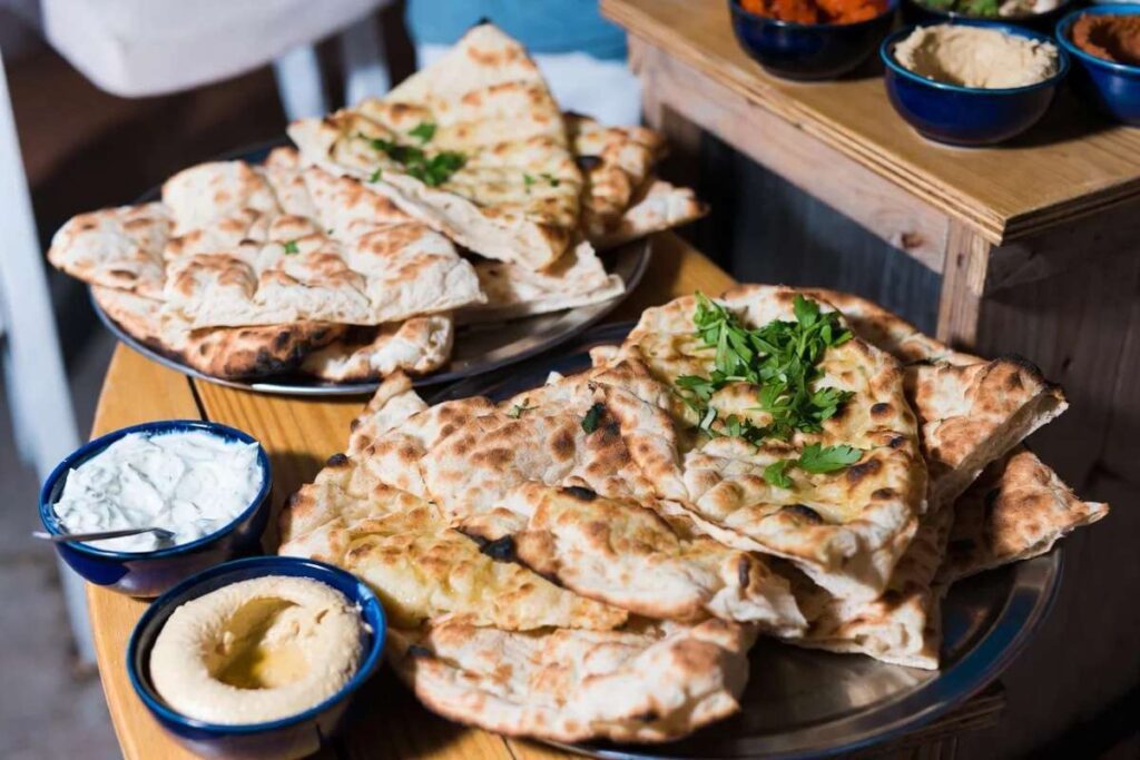 Wood-fired laffa flatbreads and vibrant dips