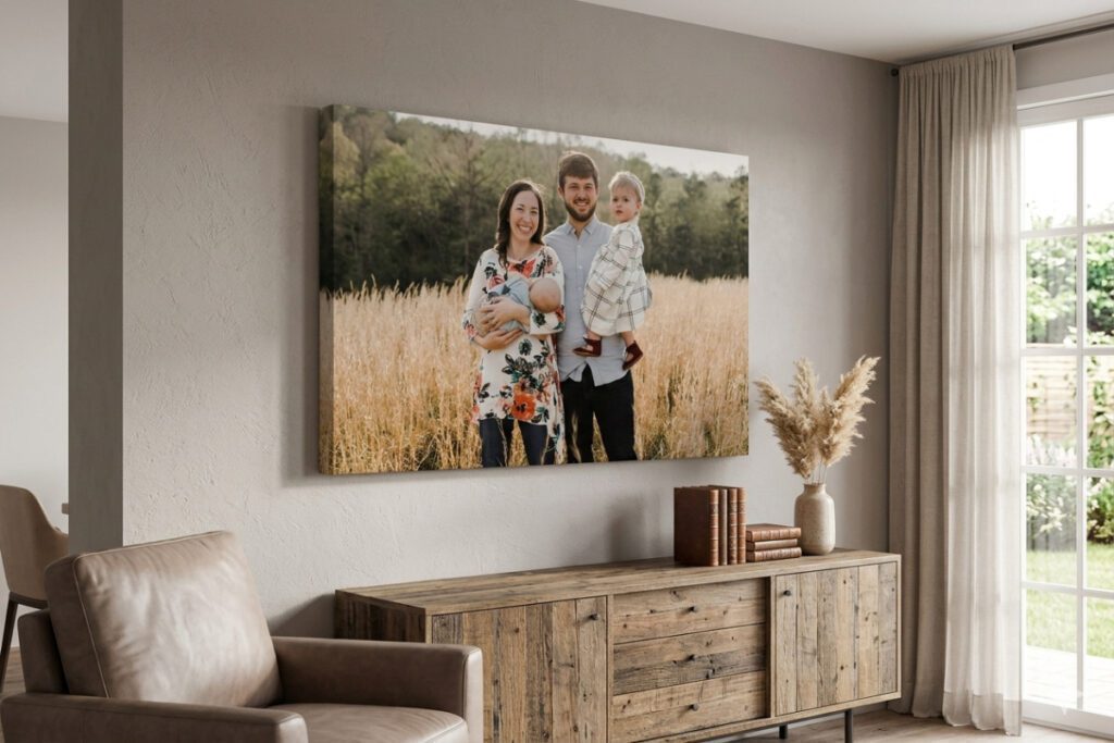 4. Slim Canvas Wall Art Print (8×8 to 30×30) – Best For a Permanent Christmas Present That Hangs in a Living Room Year After Year