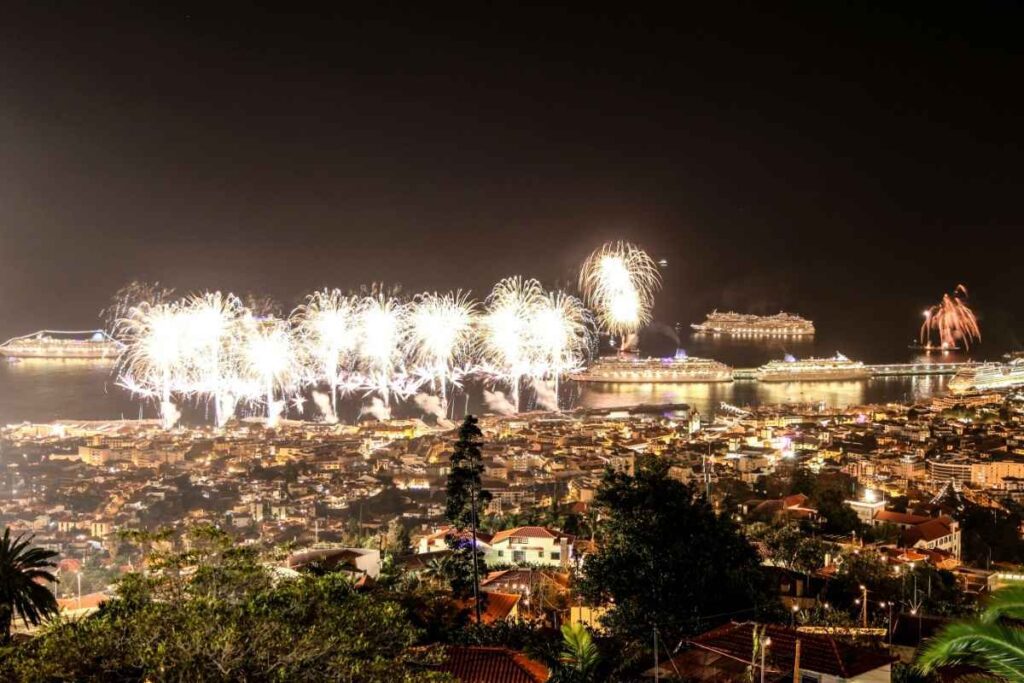 Christmas lights in Funchal City in Portugal
