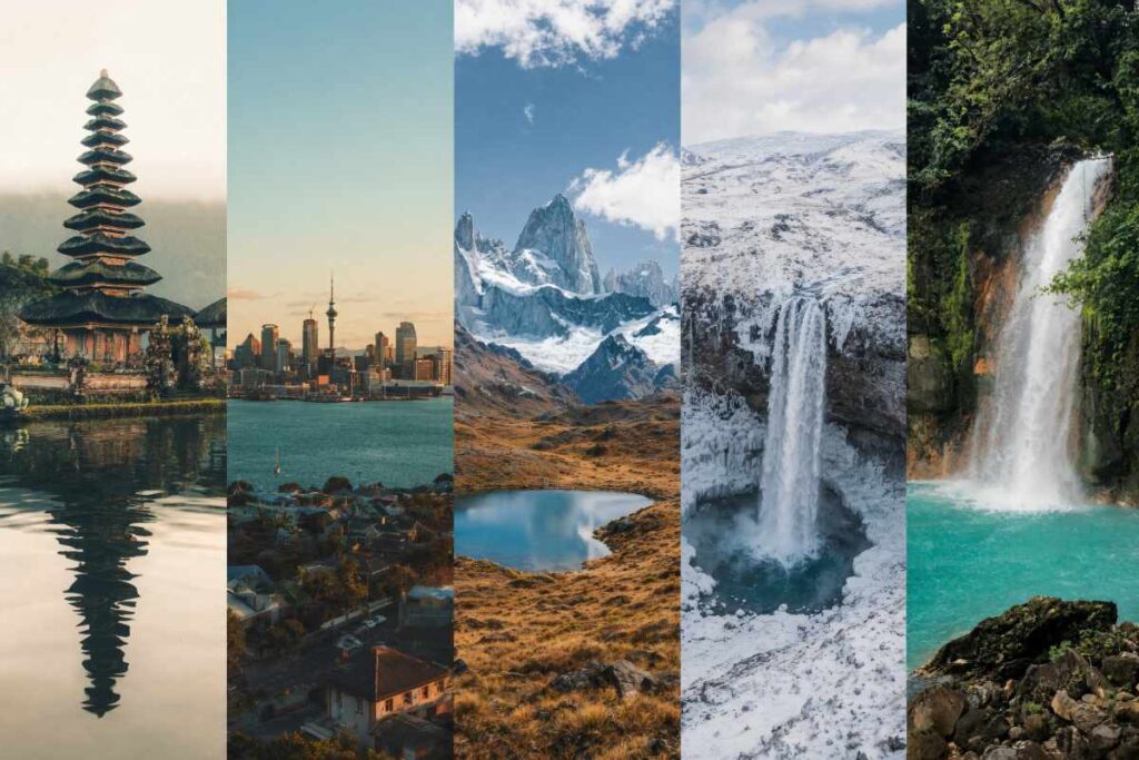 Costa Rica, Iceland, Patagonia, New Zealand, Bali