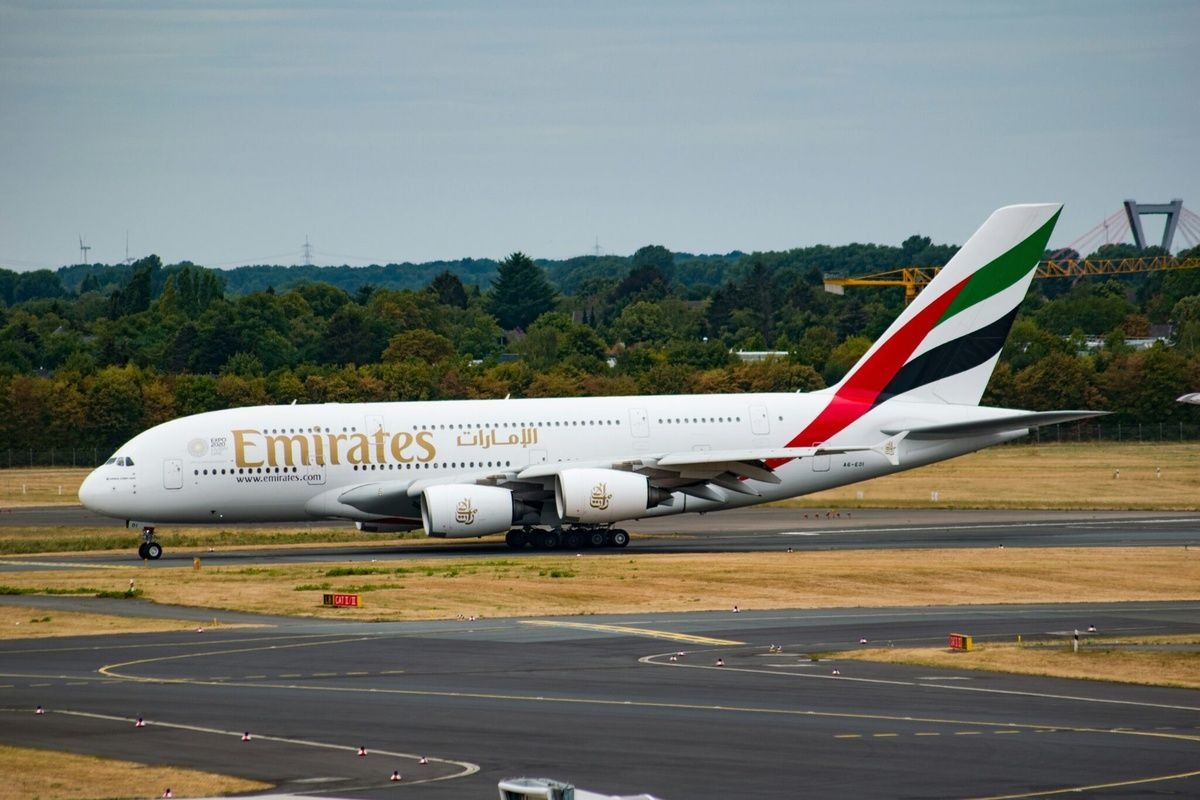 Emirates A380 London Heathrow Terminal 3 departure Business Class cabin 2026