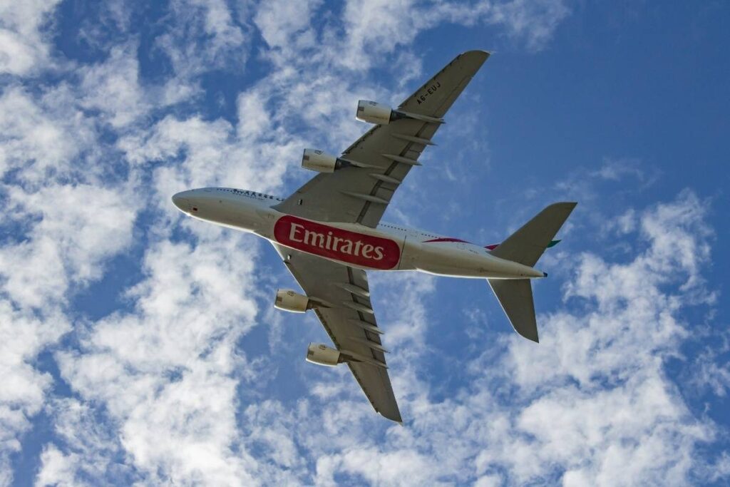 Emirates Airbus A350-900 London Gatwick LGW Business Class cabin 2026