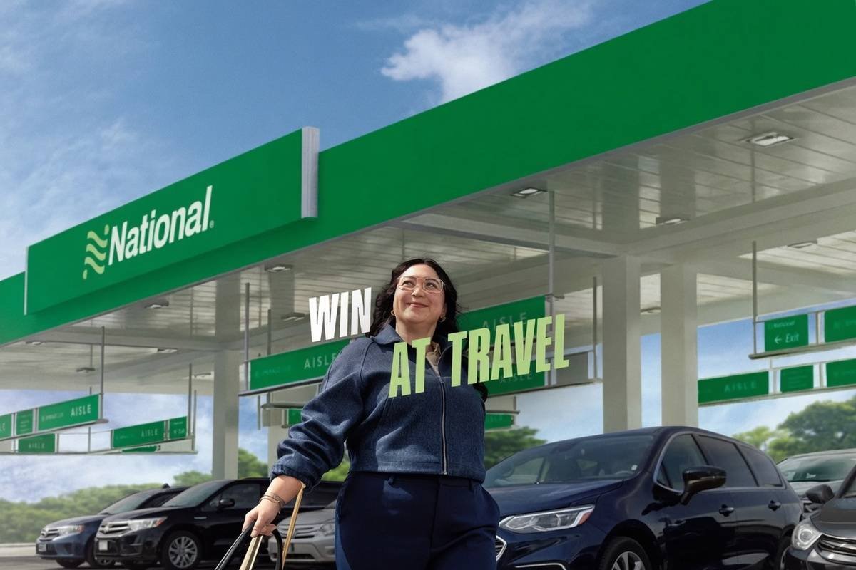 business traveller airport rental car pickup briefcase 2026