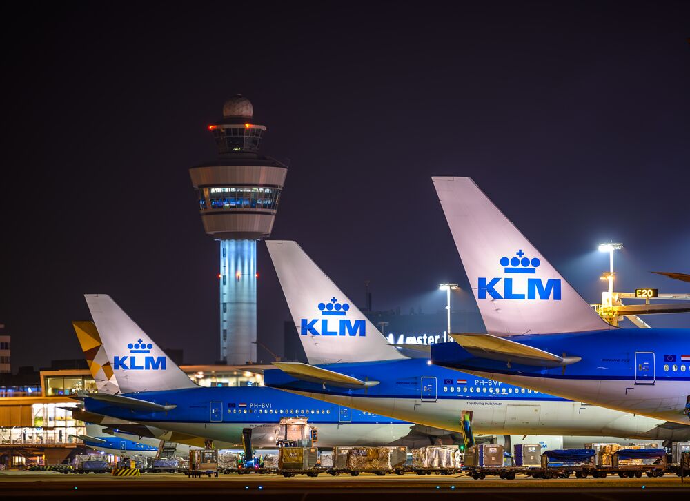 KLM Fleet by night - Credit Source KLM IMAGE BANK
