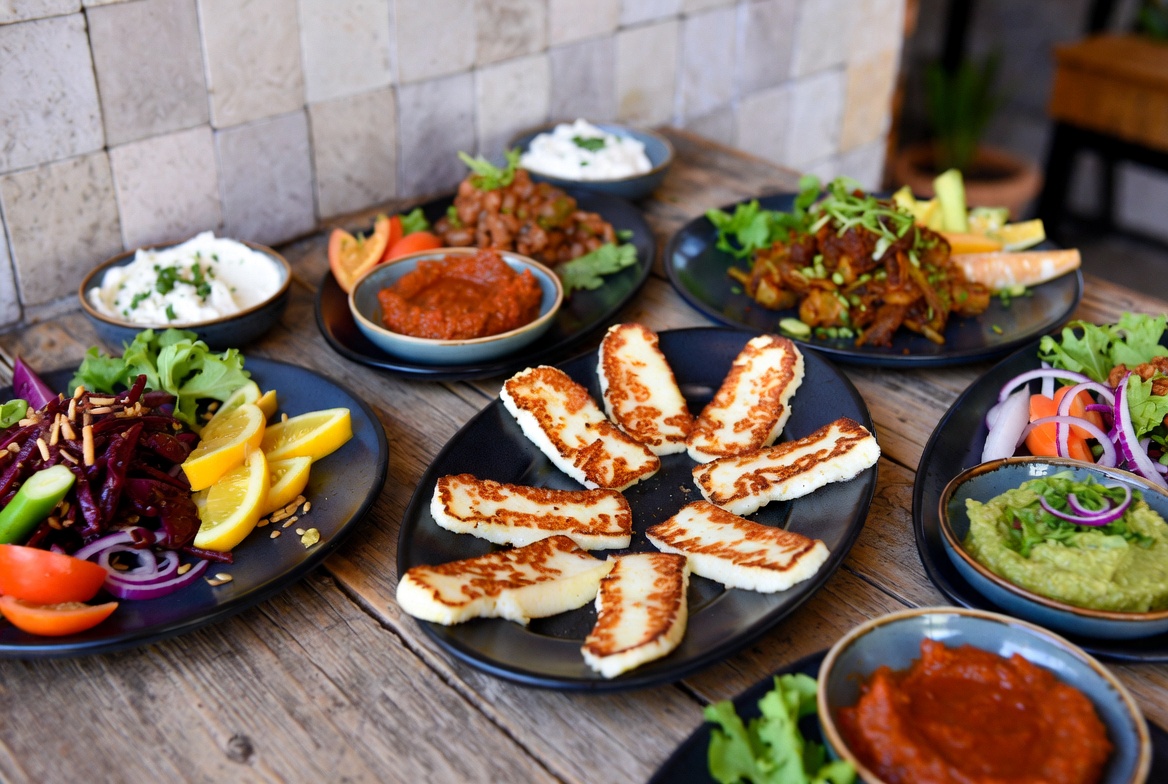 10. Mediterranean sharing plates with halloumi