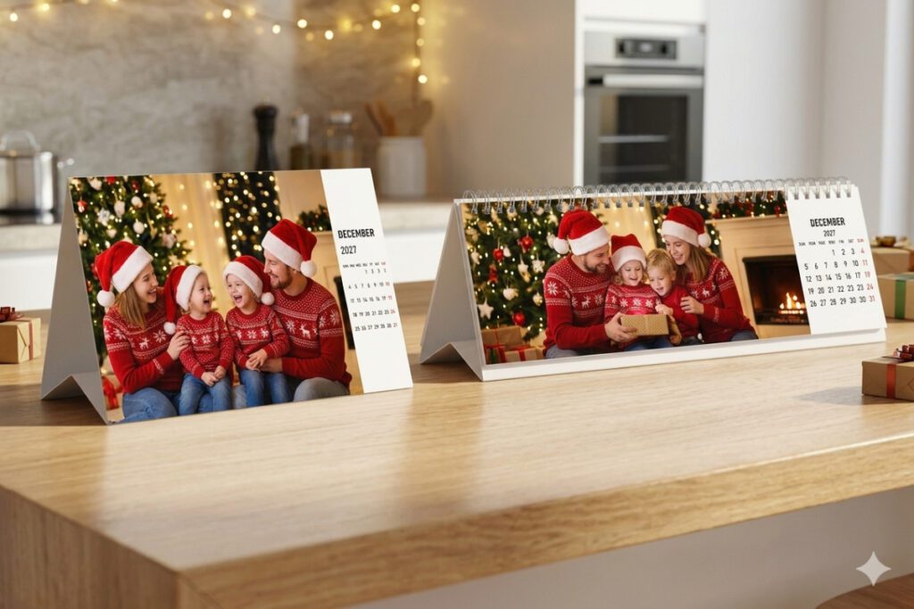 2. Personalised Desk Calendar 2027 – Best For a Daily-Presence Christmas Gift for Home Office or Kitchen Counter