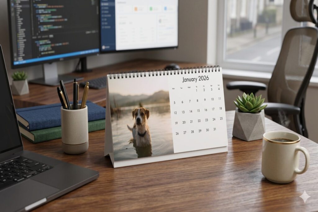 2. Personalised Desk Calendar or 2026 Personalised Diary – Best For a Christmas Stocking Gift With Daily Practical Value