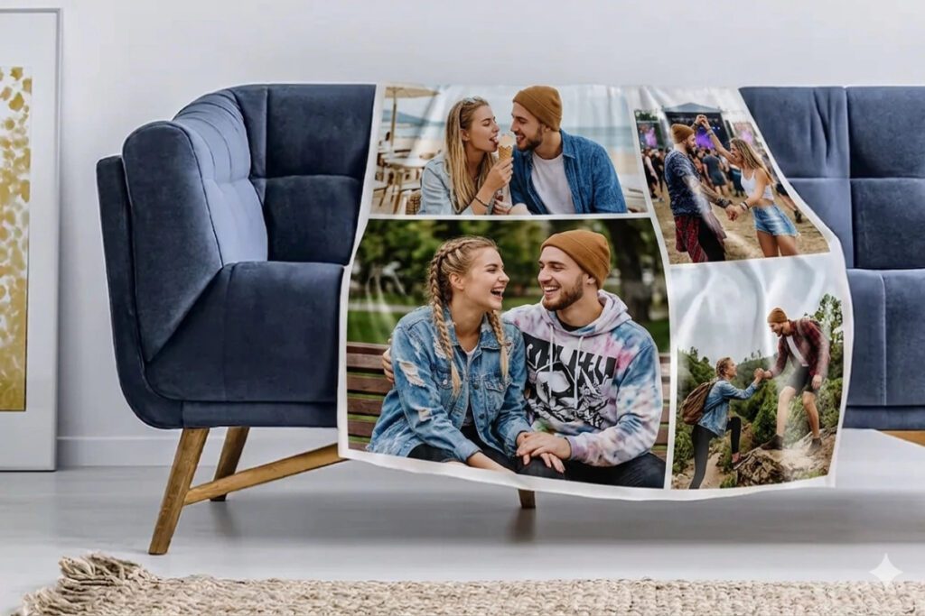 4. Personalised Photo Blanket (Fleece, Cosy Fleece, or Sherpa) – Best For a Romantic Gift That Stays in Daily Use