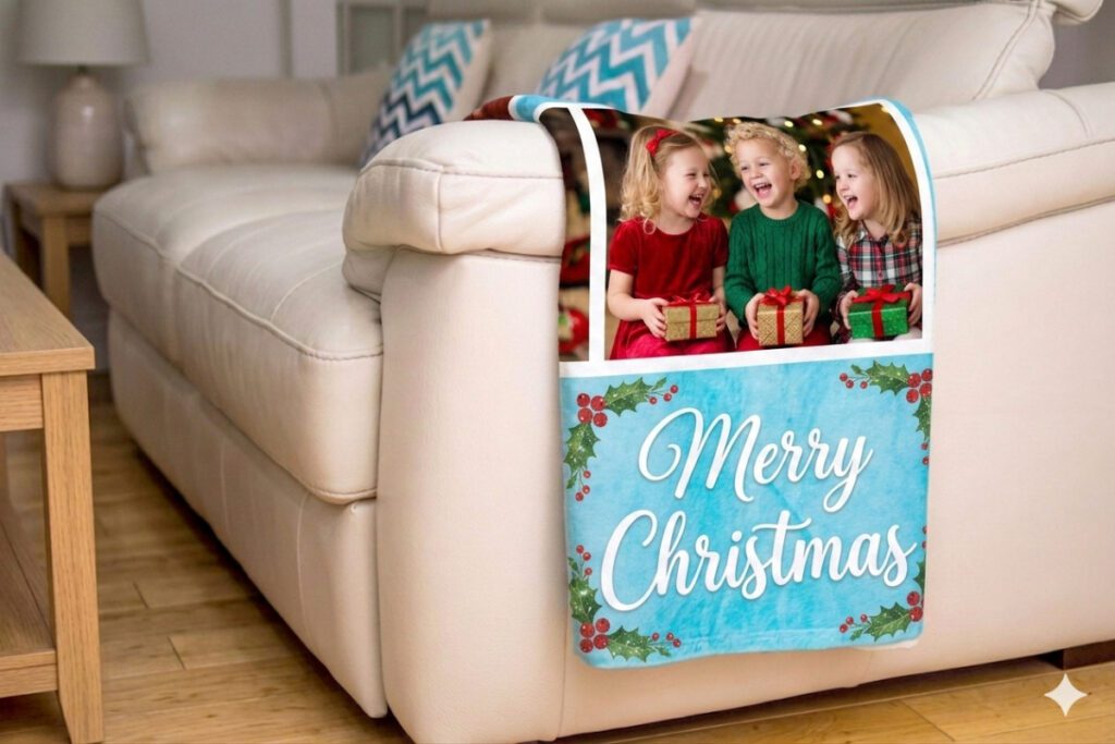5. Personalised Photo Blanket – Best For a Christmas Morning Unboxing That Produces an Immediate Reaction